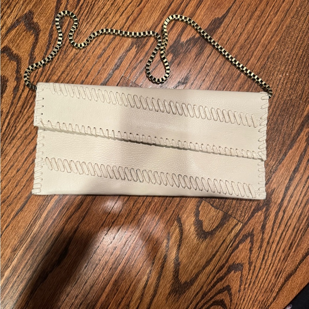 Carlos Falchi clutch with box chain genuine leather
